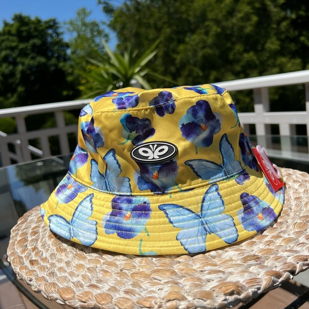 NWT Petals & Peacocks Yellow Butterfly Effect Bucket Hat